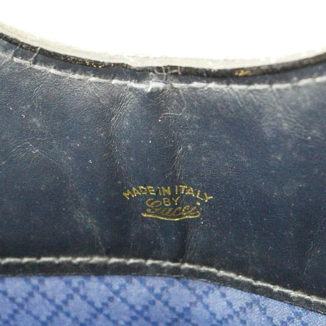 Gucci W Vintage Suedeleather Top Handle Punch Hole Bluerednavy Sherry Stripes Suede And Leather Tote