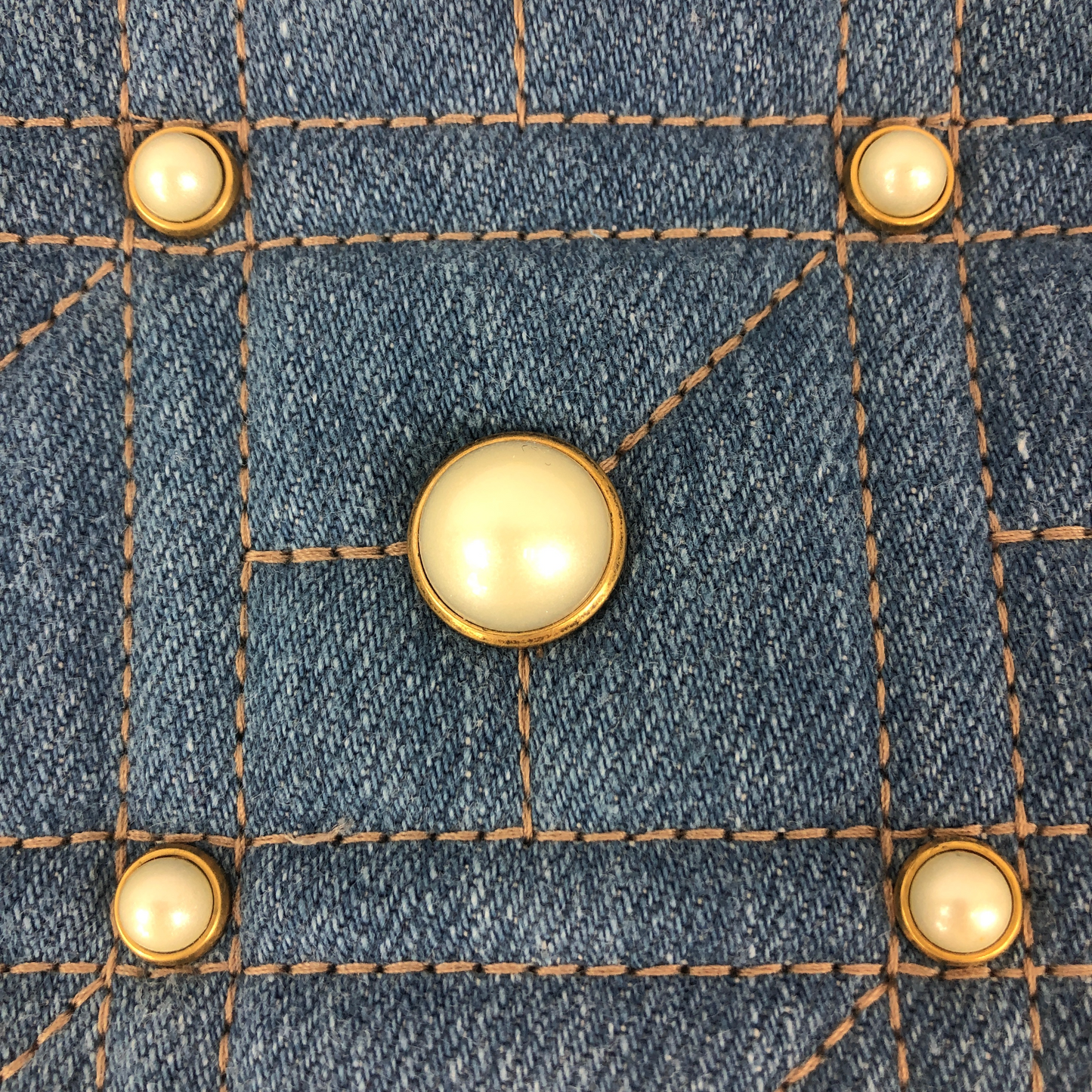 Gucci Matelassé GG Marmont Pearl Shoulder Bag in Denim