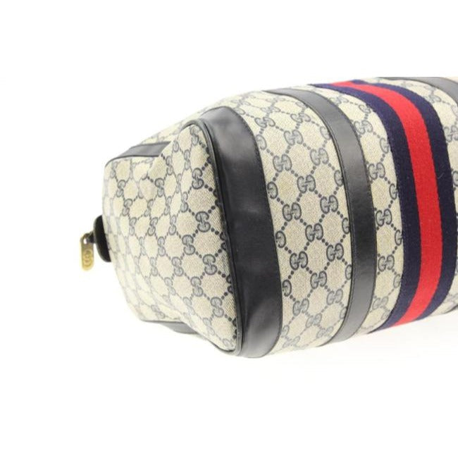 Gucci Boston Bag Xl Guccissima Print Coated Canvas Early Blue Leather And Gg Leather Satchel