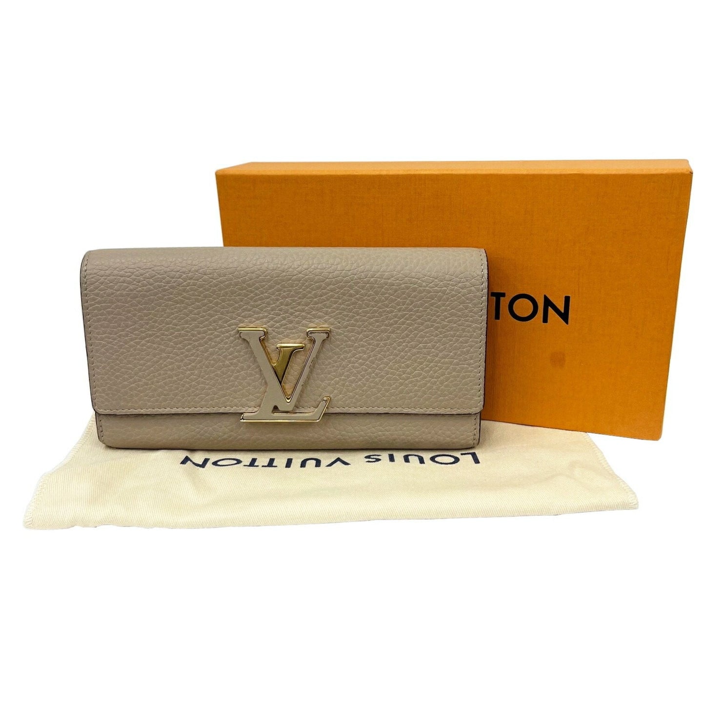 Louis Vuitton Beige Leather Portefeuille capucines wallet accessories