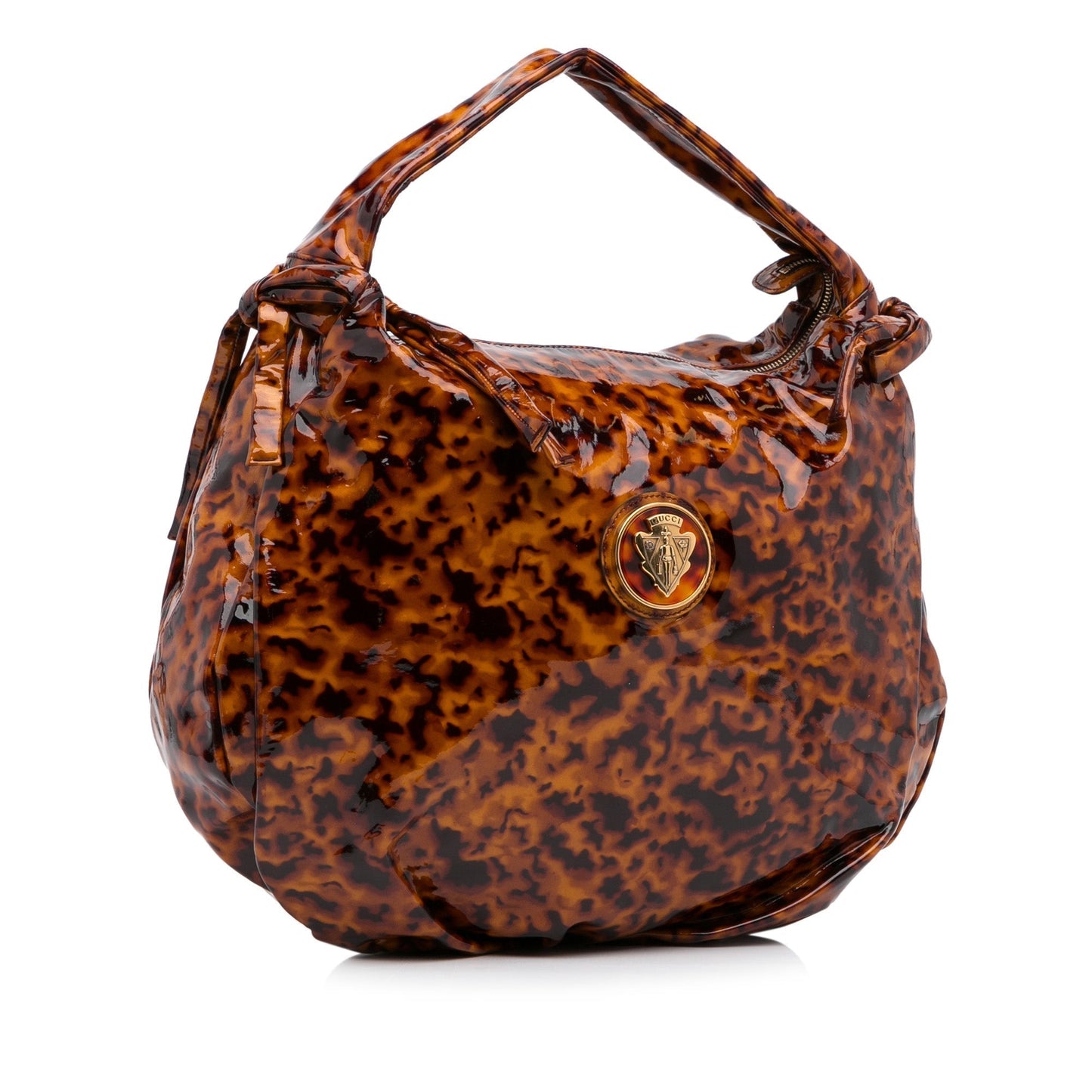 Gucci Hysteria Tortoise Shell Medium Brown Patent Leather