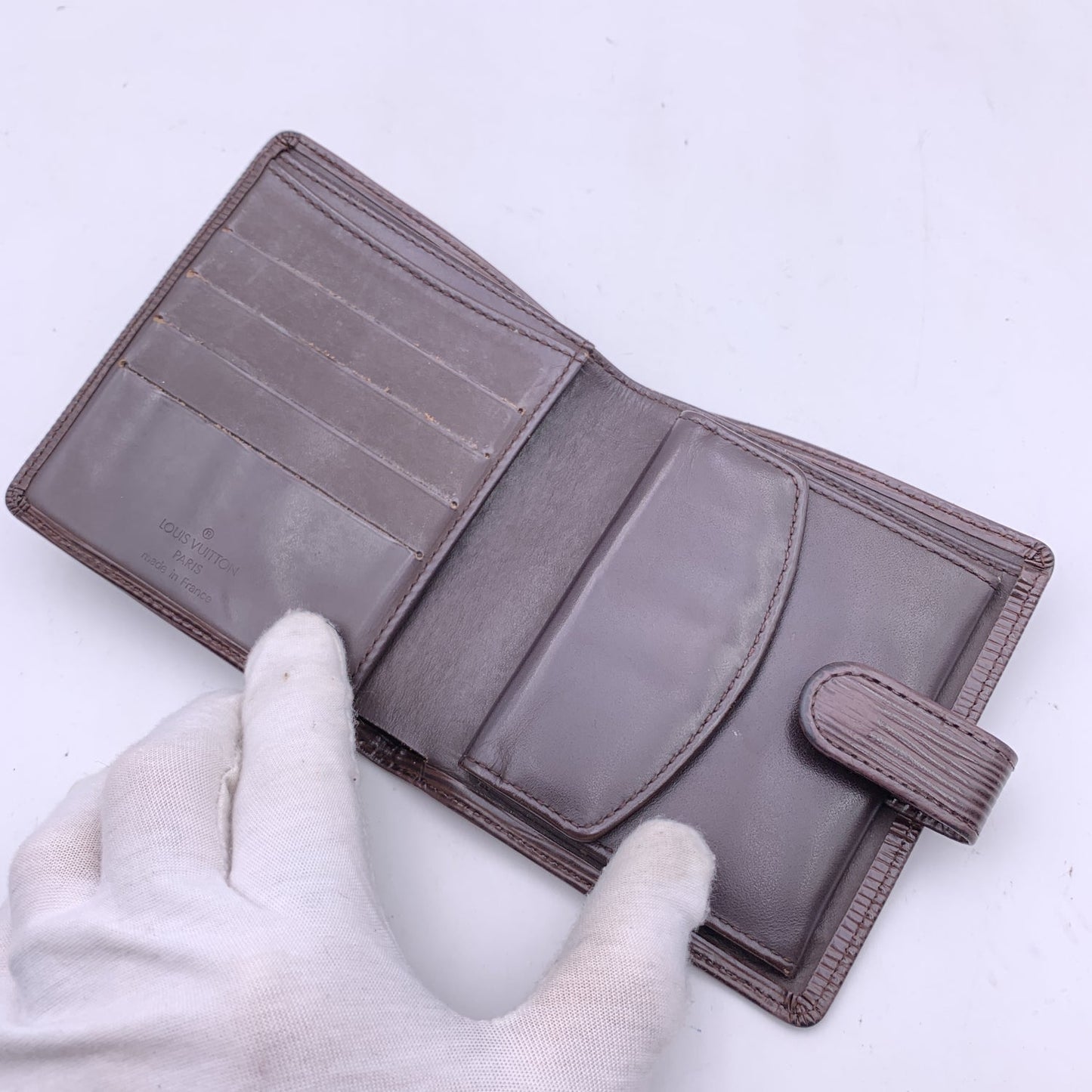 LOUIS VUITTON Brown Epi Leather Compact Wallet Coin Purse