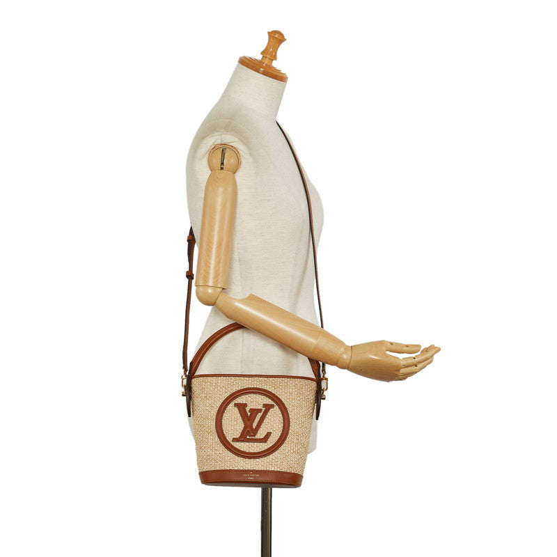 Louis Vuitton Bucket Handbag 2WAY M59962 Natural Brown Leather Raffia  Louis Vuitton