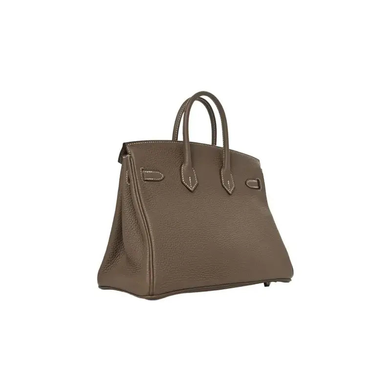 HERMES Birkin Bag Etoupe Elephant Gray togo Leather Handbag (25,28)  silver hardware