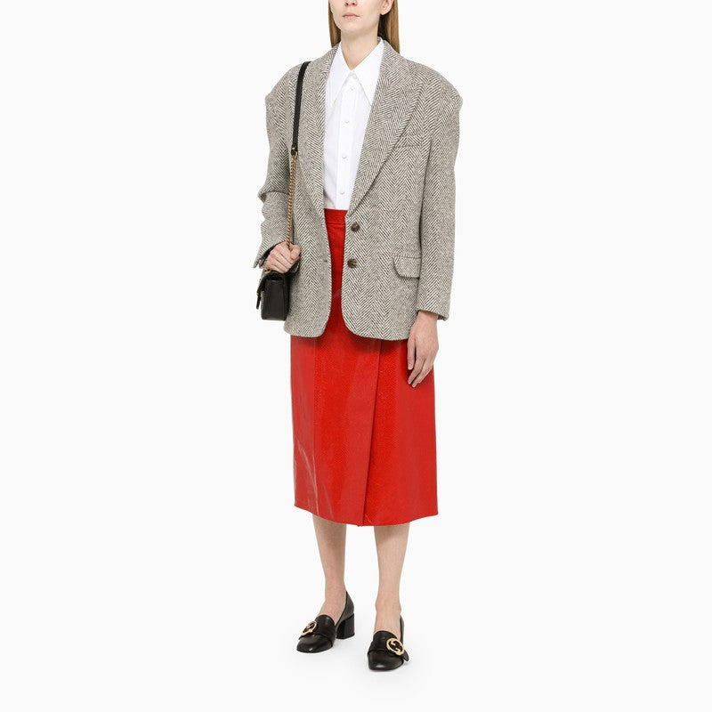 Gucci Red Leather Midi Skirt Women