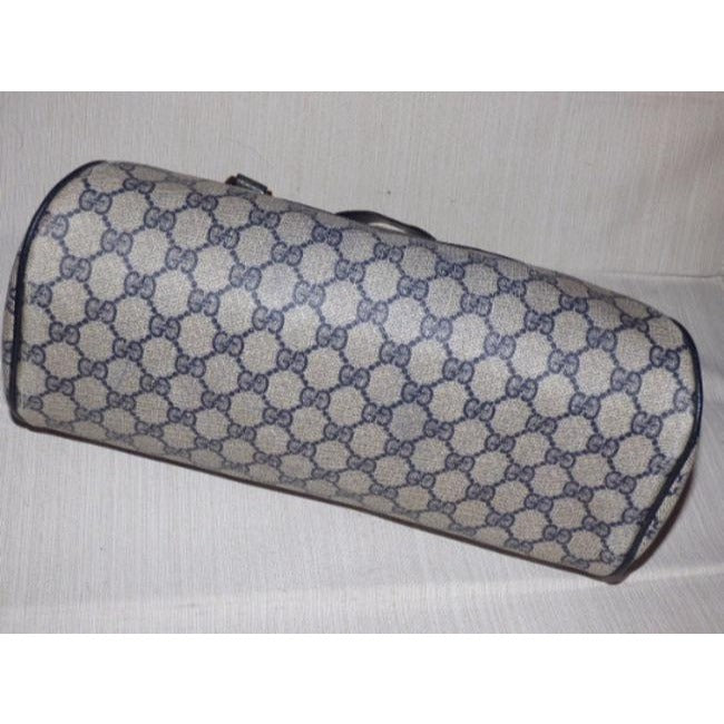 Gucci Speedy Guccissima Print Coated Canvasleather Bullet Blue Leather And Gg Leather Satchel