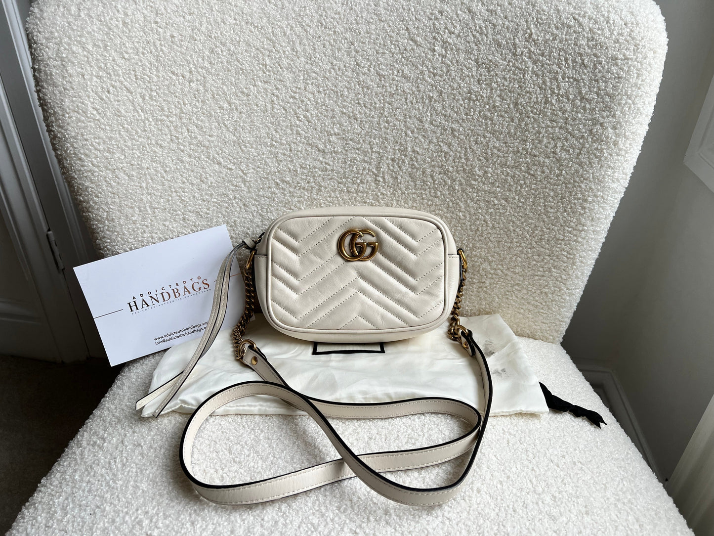 Gucci GG White Marmont Mini Shoulder Bag (RRP £1,160)