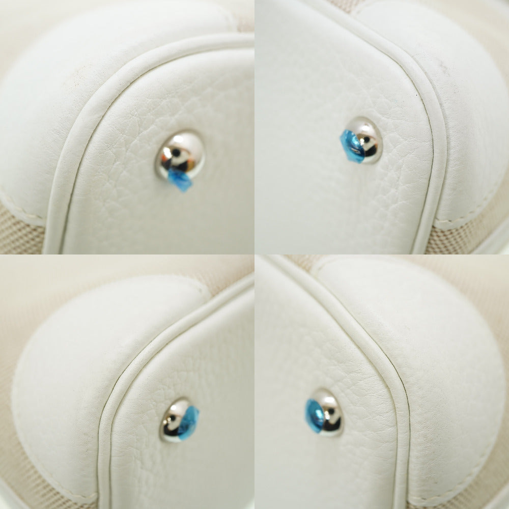 HERMES Handbag Toile H, Taurillon Clemence white Bored 31