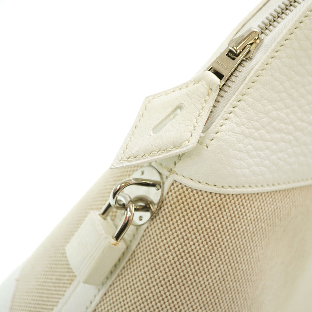 HERMES Handbag Toile H, Taurillon Clemence white Bored 31