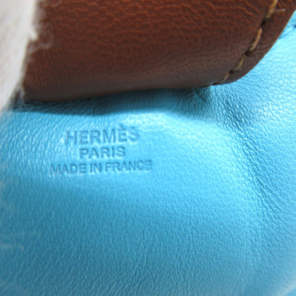 HERMES key ring leather Blue Az Tech Bag charm Rodeo GM Women Used