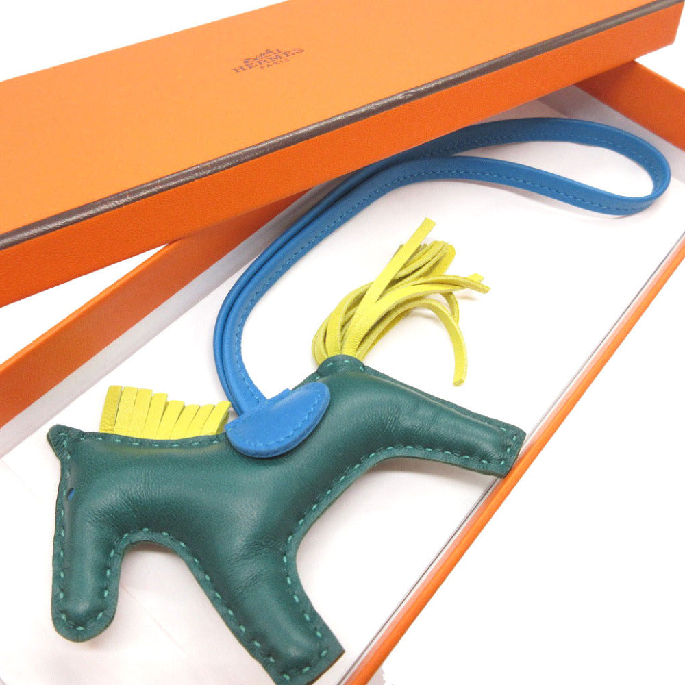 HERMES key ring leather Malachite Bag charm Rodeo Charm PM Women Used
