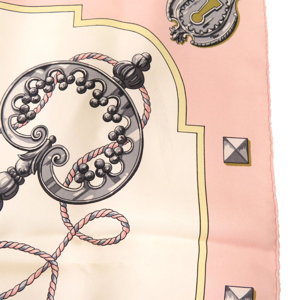HERMES scarf silk pink Carre90 LES CLES key pattern Women Used