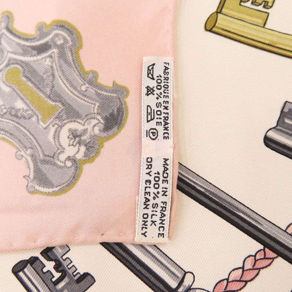 HERMES scarf silk pink Carre90 LES CLES key pattern Women Used
