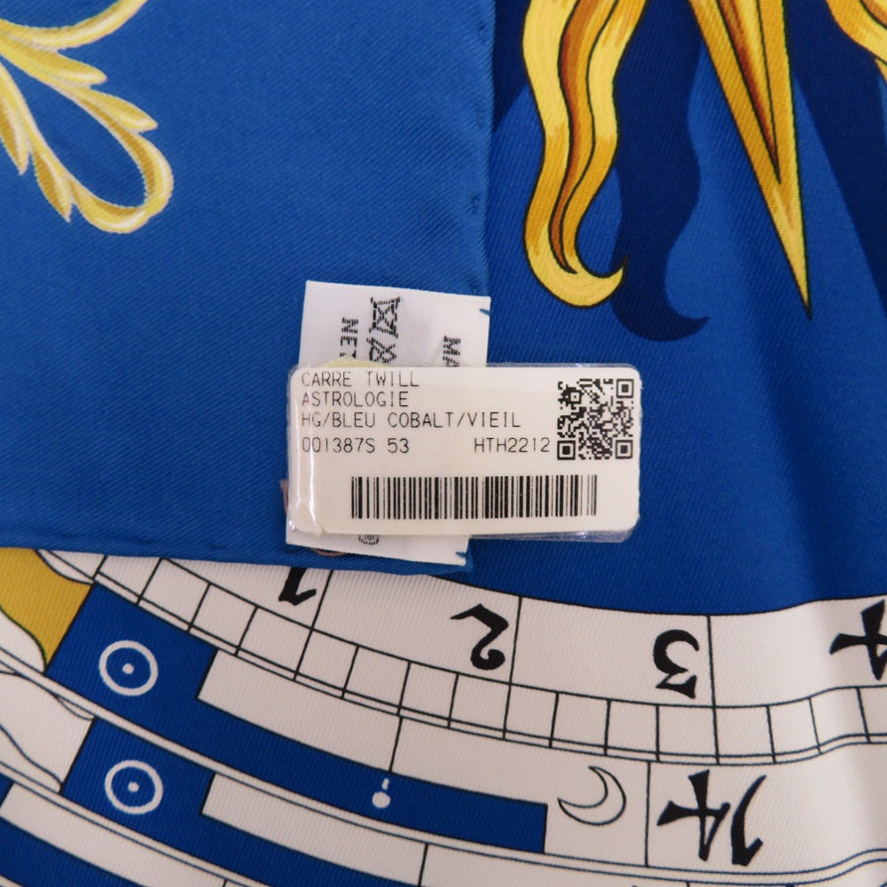 HERMES scarf silk Blue cobalt Carre90 Astrology ASTROLOGIE Women Used