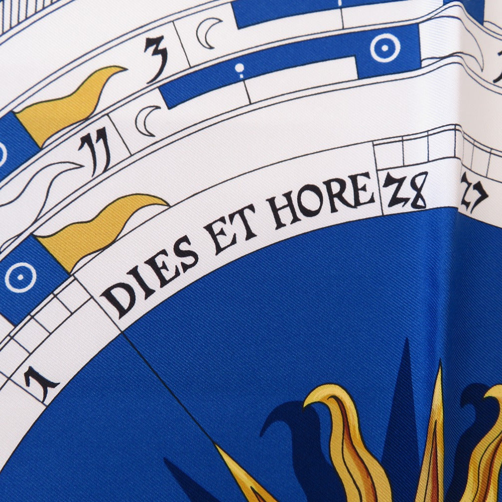 HERMES scarf silk Blue cobalt Carre90 Astrology ASTROLOGIE Women Used