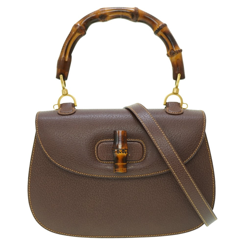 GUCCI Handbag leather Brown Bamboo Women Used