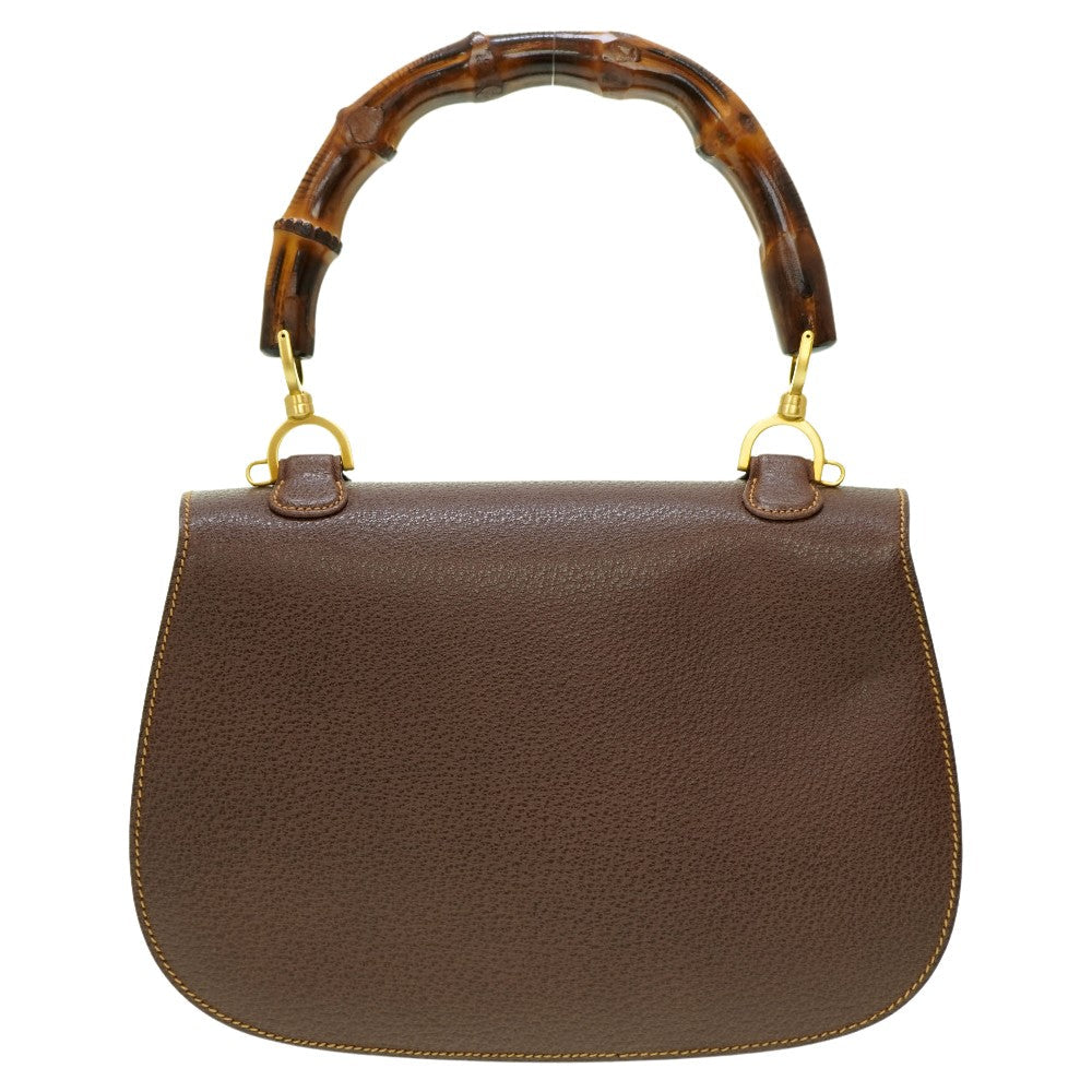 GUCCI Handbag leather Brown Bamboo Women Used