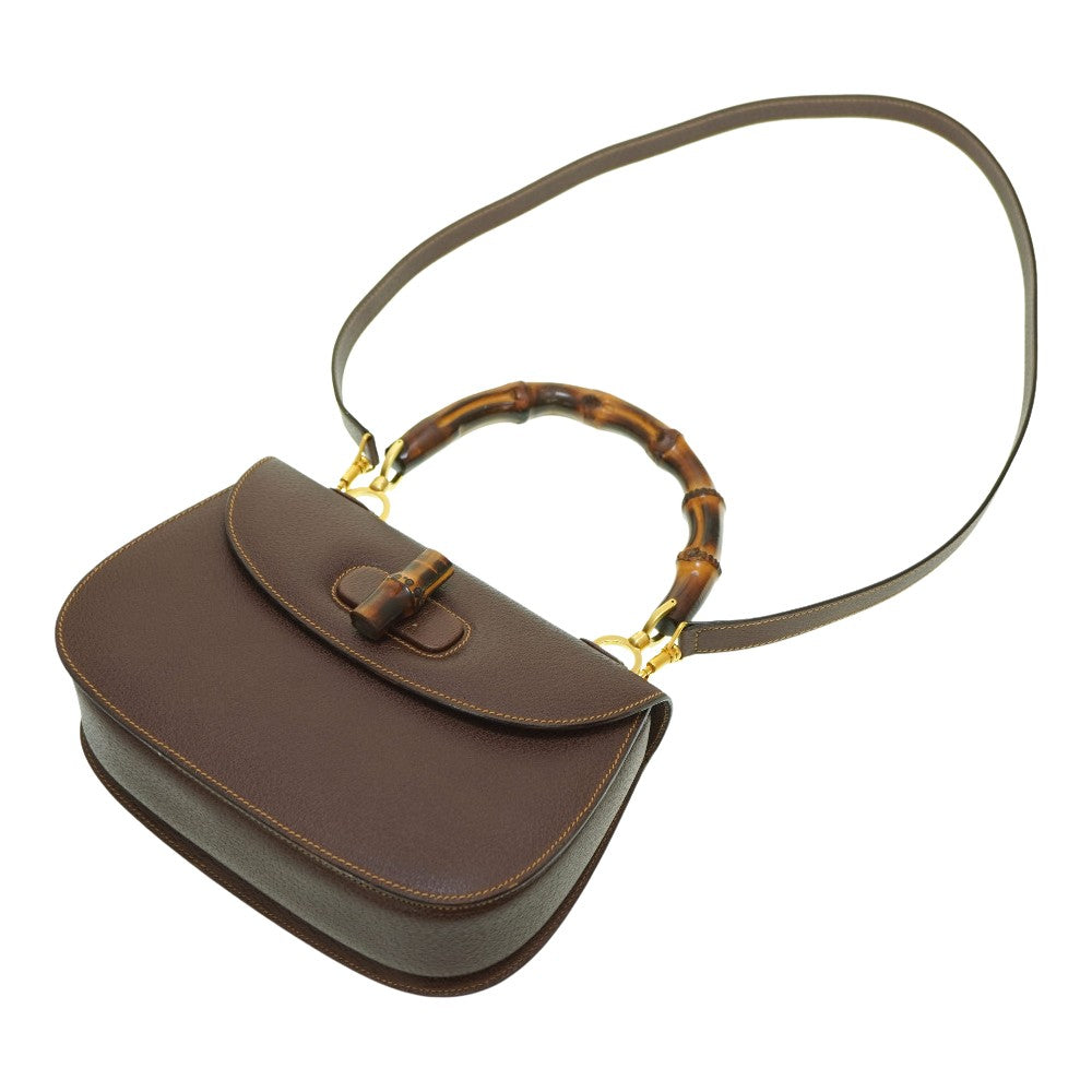 GUCCI Handbag leather Brown Bamboo Women Used