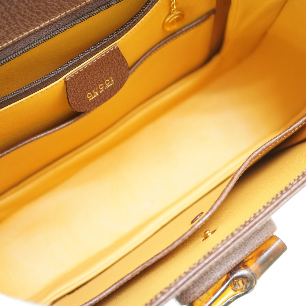 GUCCI Handbag leather Brown Bamboo Women Used