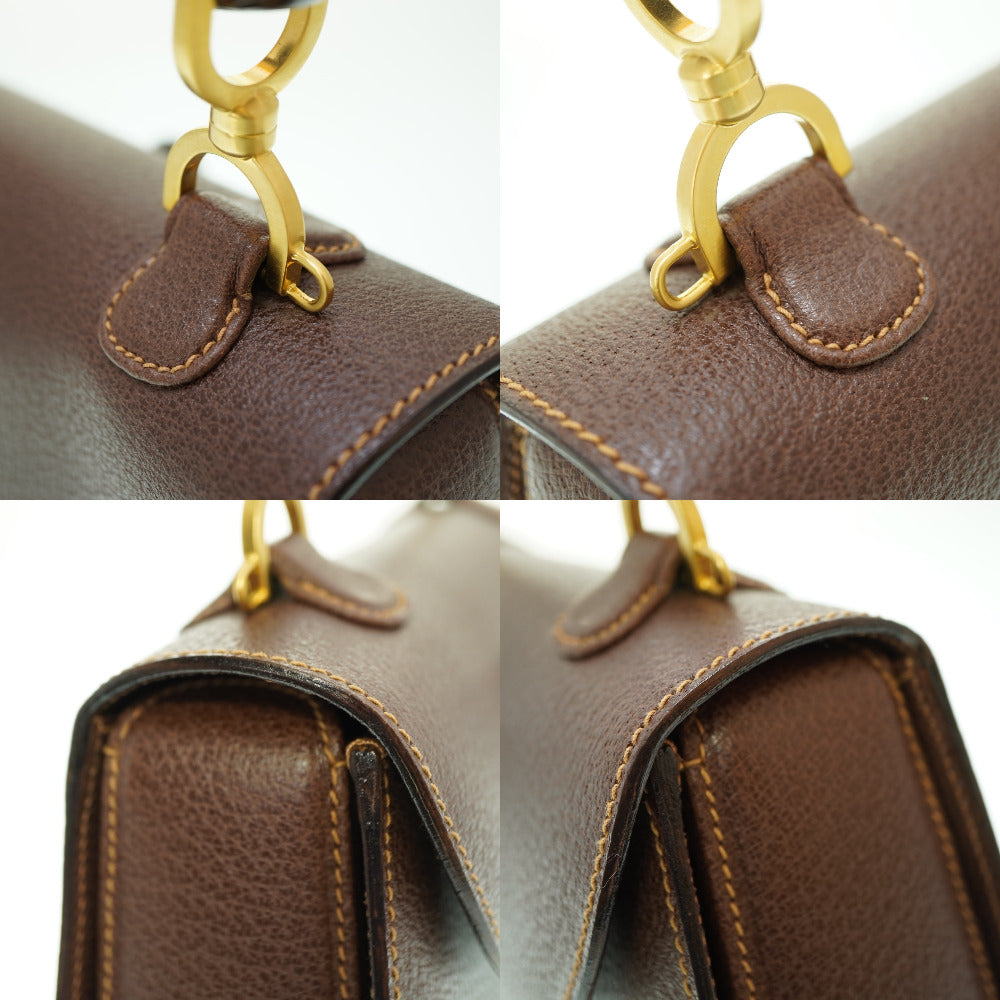 GUCCI Handbag leather Brown Bamboo Women Used