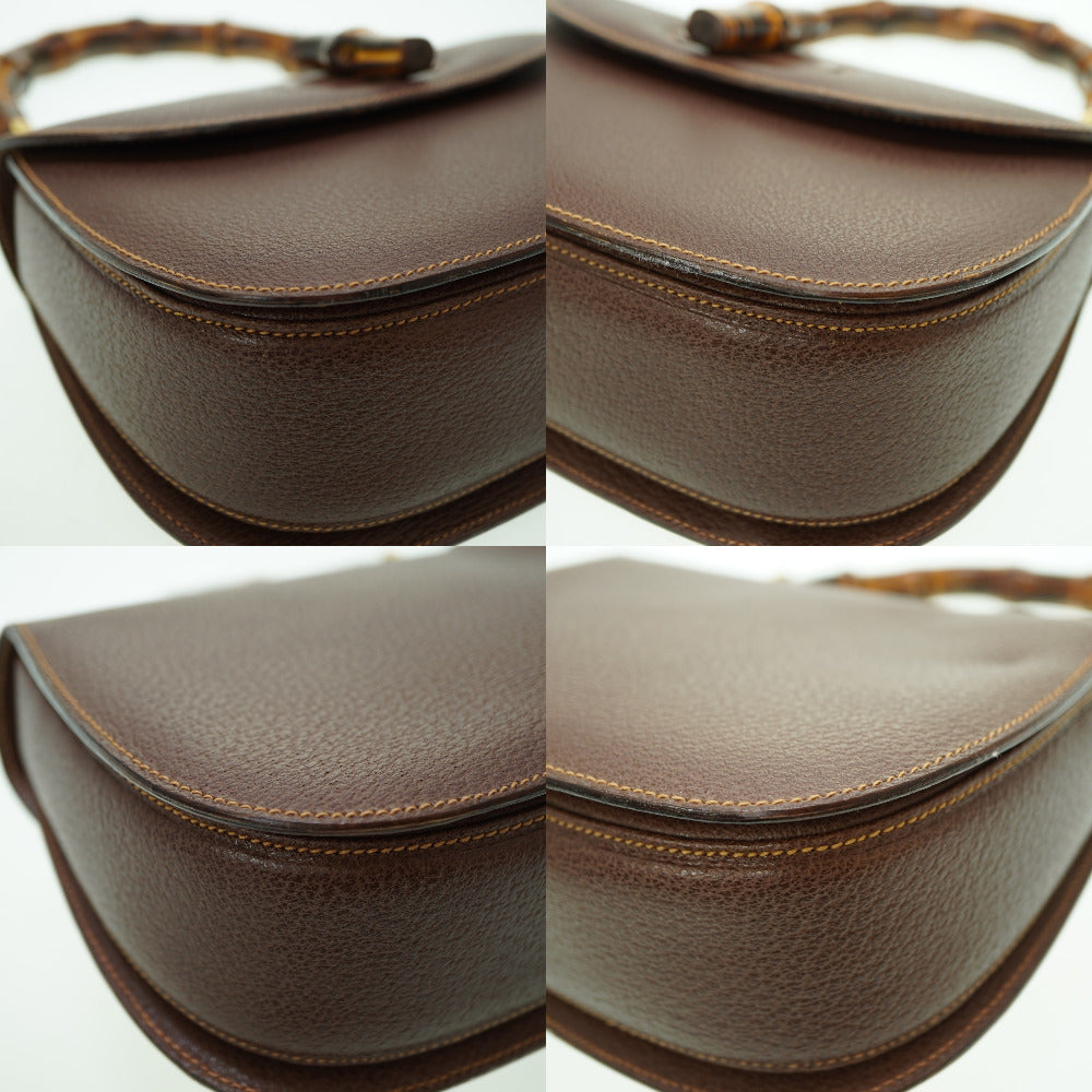 GUCCI Handbag leather Brown Bamboo Women Used
