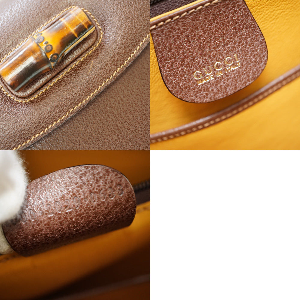 GUCCI Handbag leather Brown Bamboo Women Used