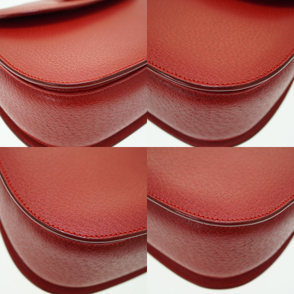 GUCCI Handbag leather Red Bamboo Women Used