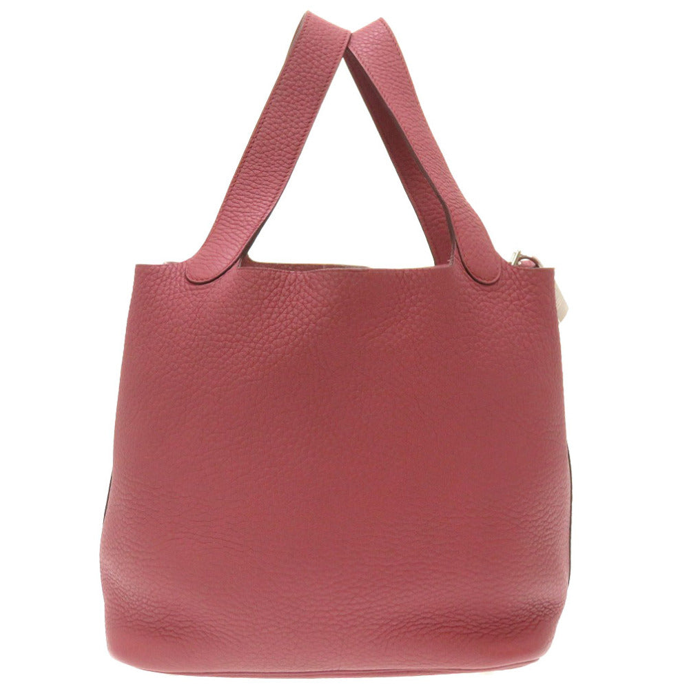 HERMES Handbag Taurillon Clemence Rosewood Pico Tan Lock MM