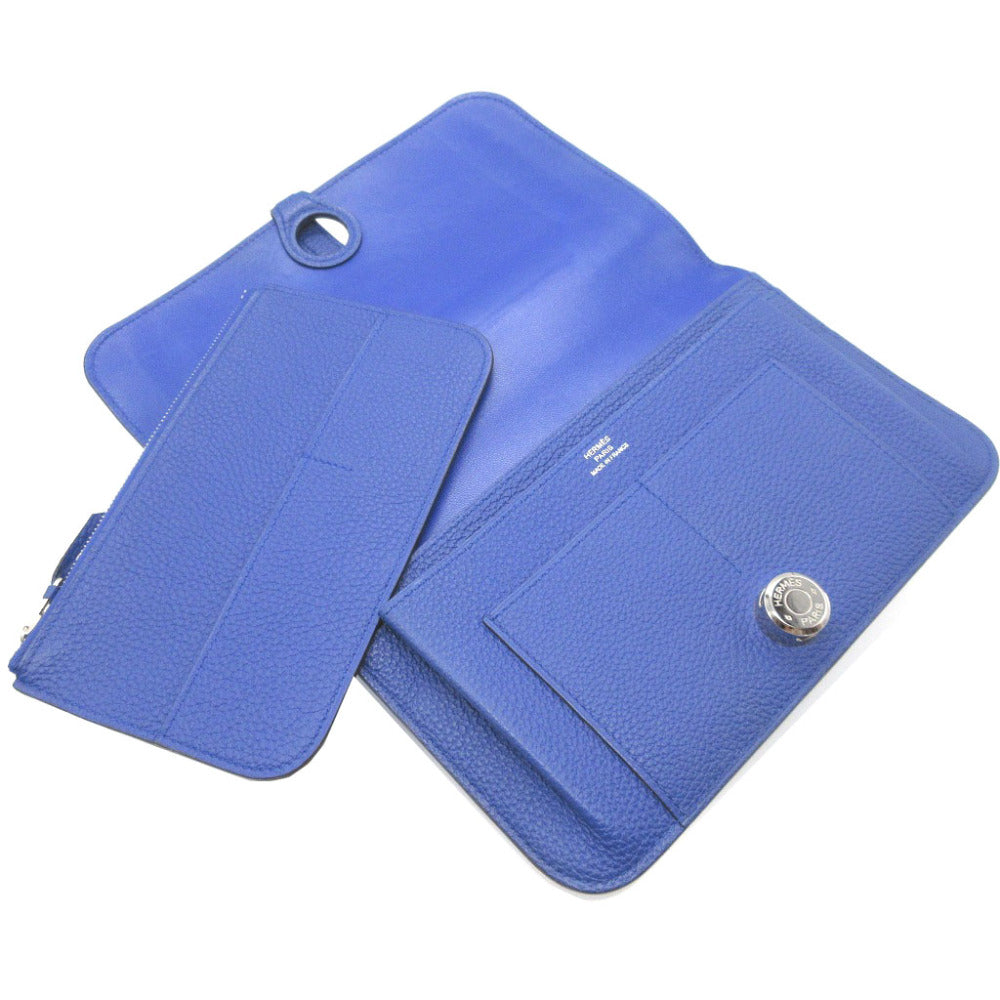 HERMES Long Wallet Purse Togo Blue Electric Dogon GM Women(Unisex) Used