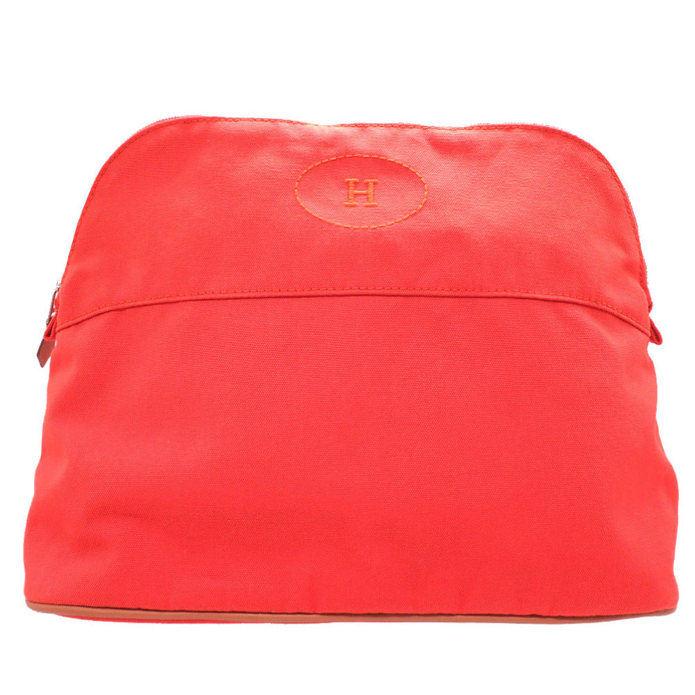 HERMES Pouch canvas Orange Borid porch GM Women Used