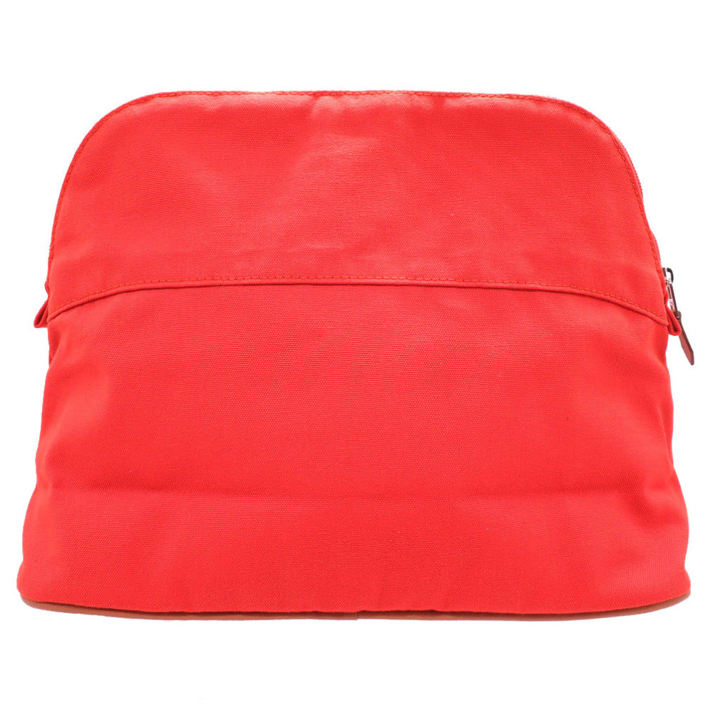 HERMES Pouch canvas Orange Borid porch GM Women Used