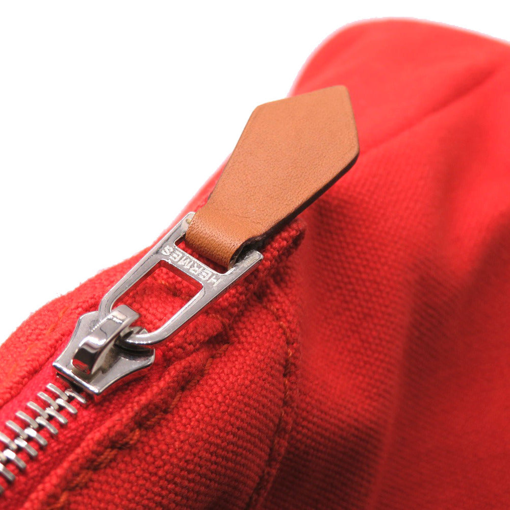 HERMES Pouch canvas Orange Borid porch GM Women Used