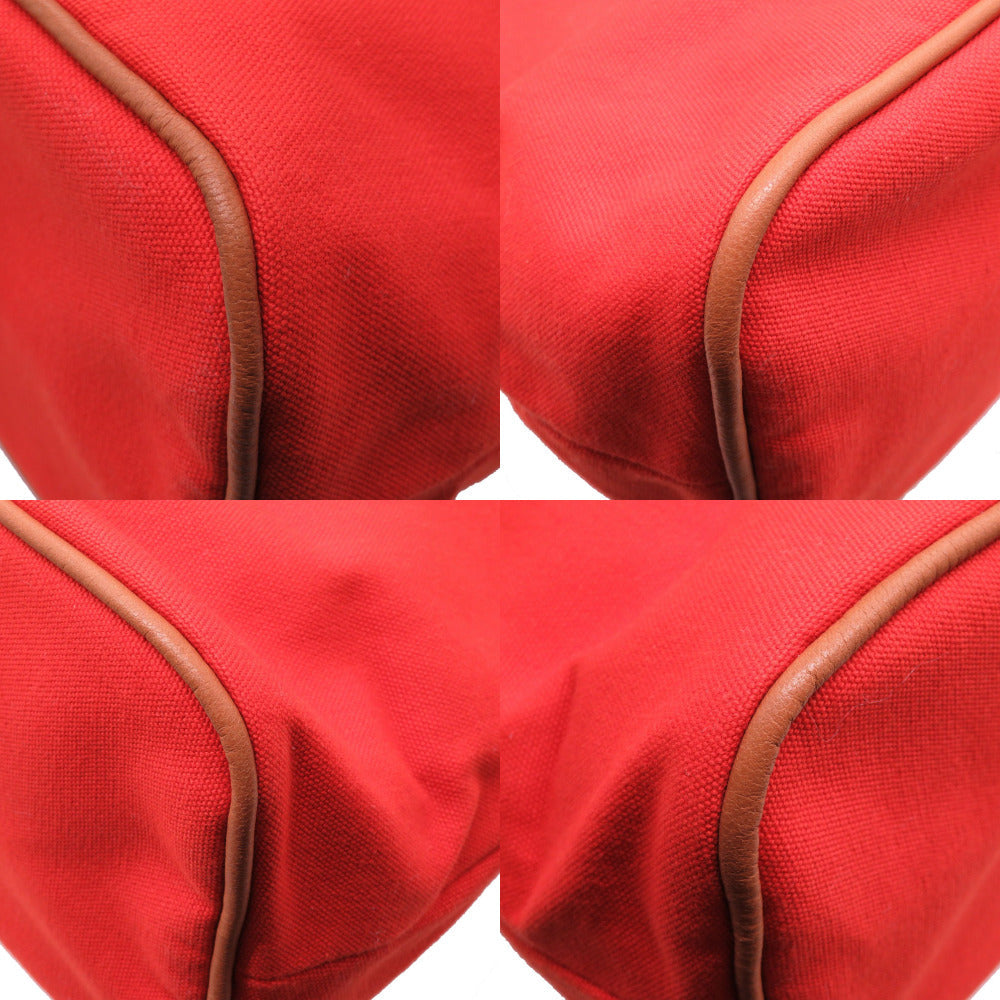 HERMES Pouch canvas Orange Borid porch GM Women Used