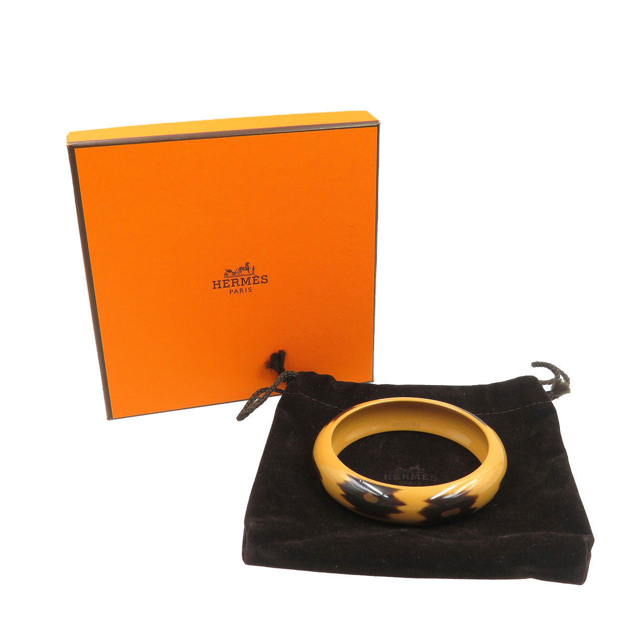 HERMES Bangle lacquer Brown Lacquerwood