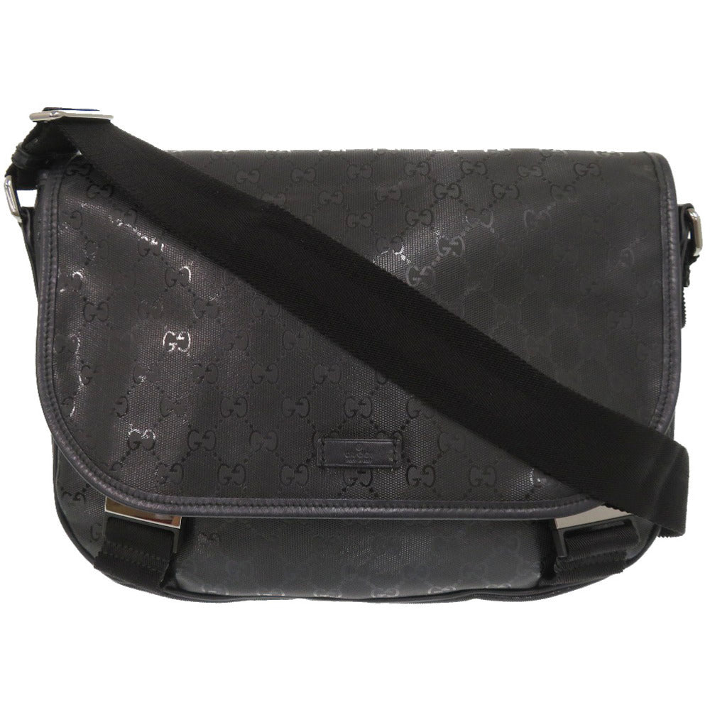 GUCCI Shoulder Bag 201732 PVC coated canvas black GG implementation Messenger bag mens Used