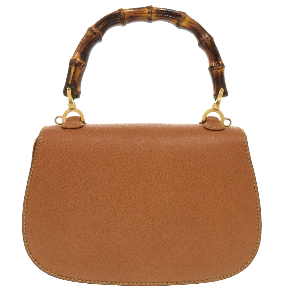 GUCCI Handbag 000 2046 0188 Bamboo Brown 2WAY Women Used