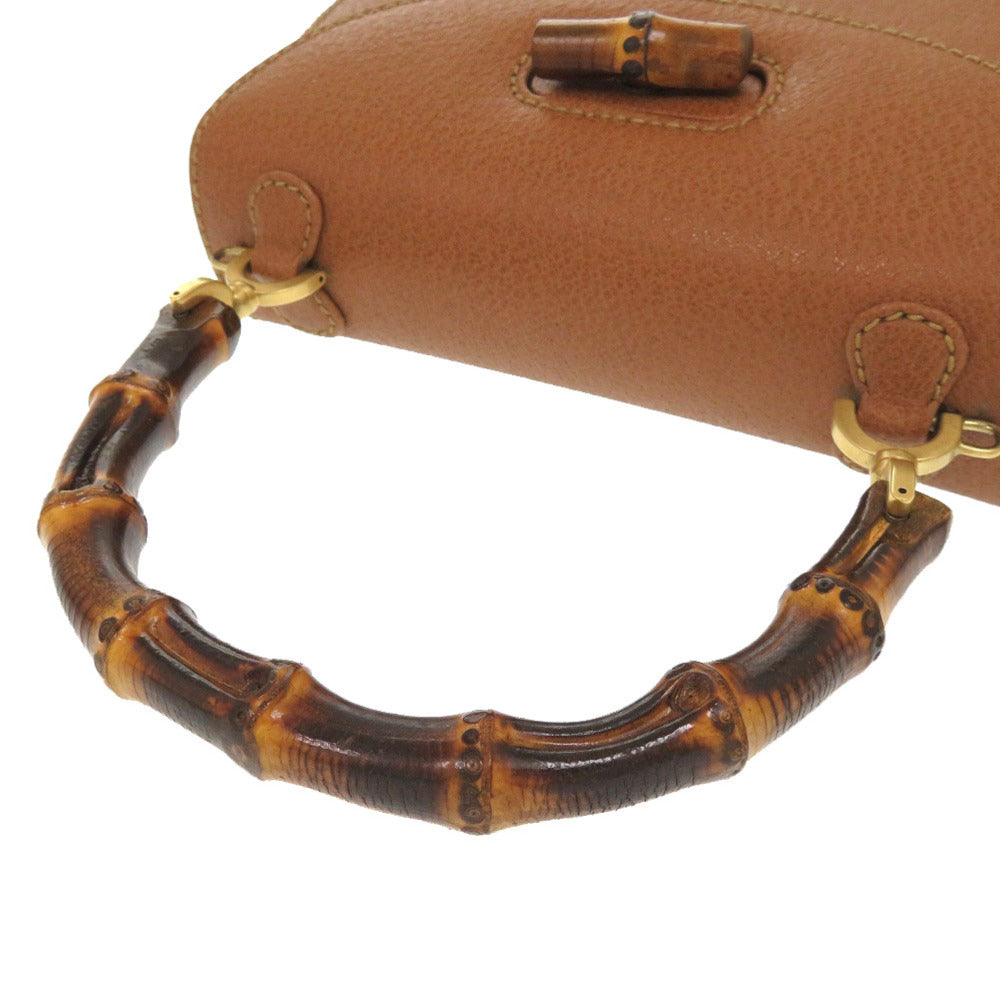 GUCCI Handbag 000 2046 0188 Bamboo Brown 2WAY Women Used
