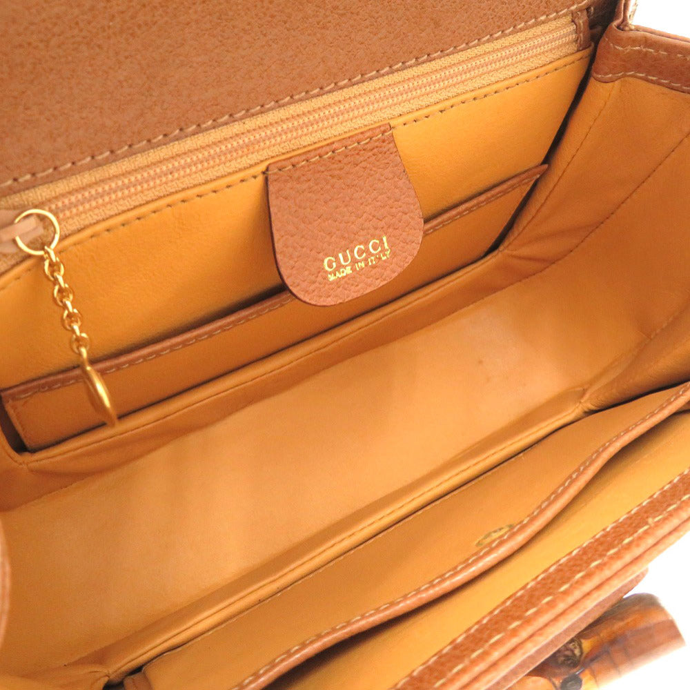 GUCCI Handbag 000 2046 0188 Bamboo Brown 2WAY Women Used