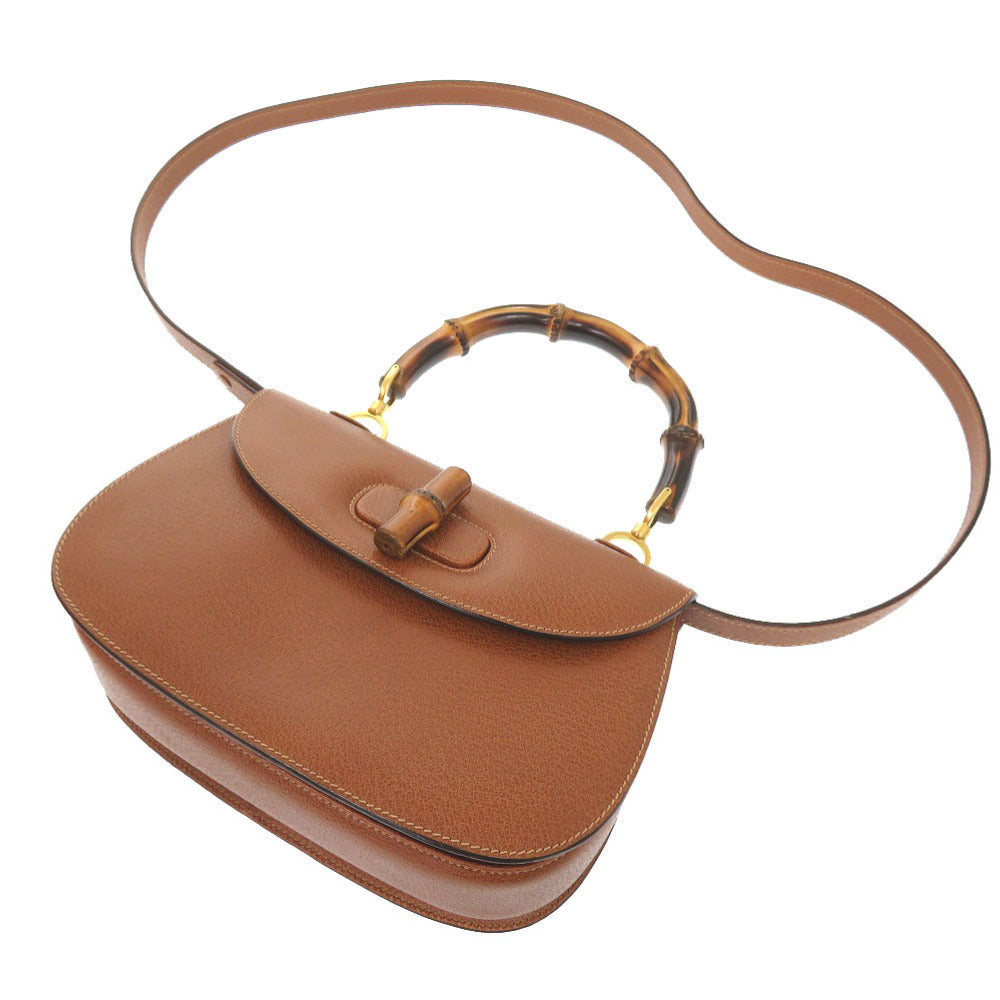 GUCCI Handbag 000 01 0633 leather Brown 2WAY Women Used