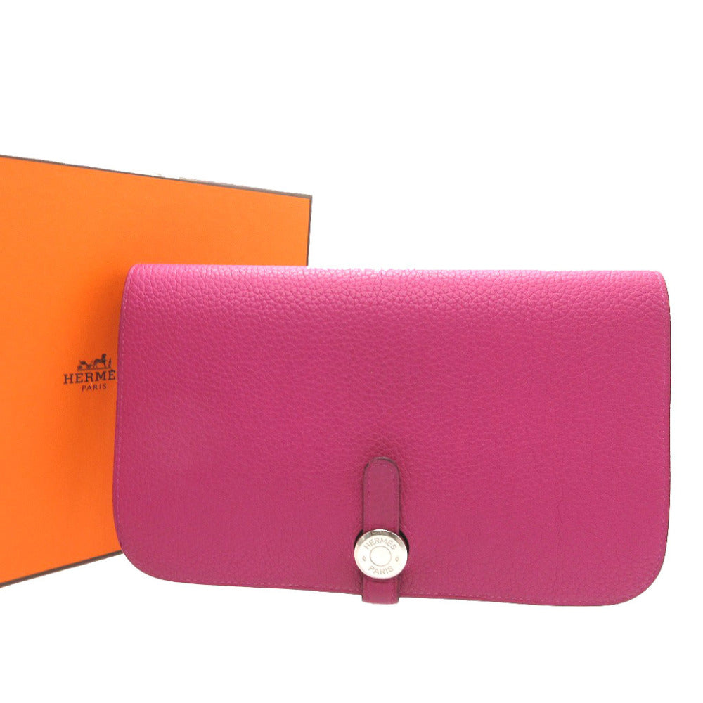 HERMES Long Wallet Purse Togo Rose purple Dogon GM Women(Unisex) Used
