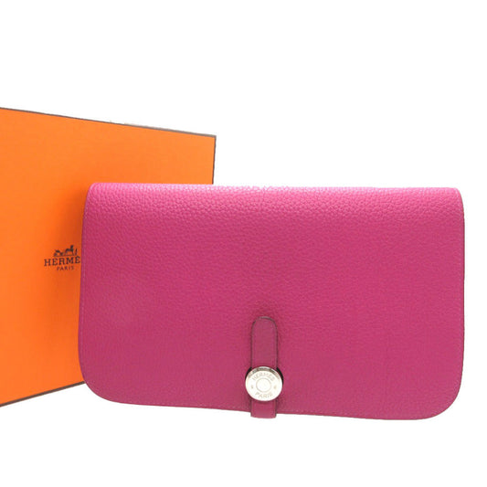 HERMES Long Wallet Purse Togo Rose purple Dogon GM Women(Unisex) Used