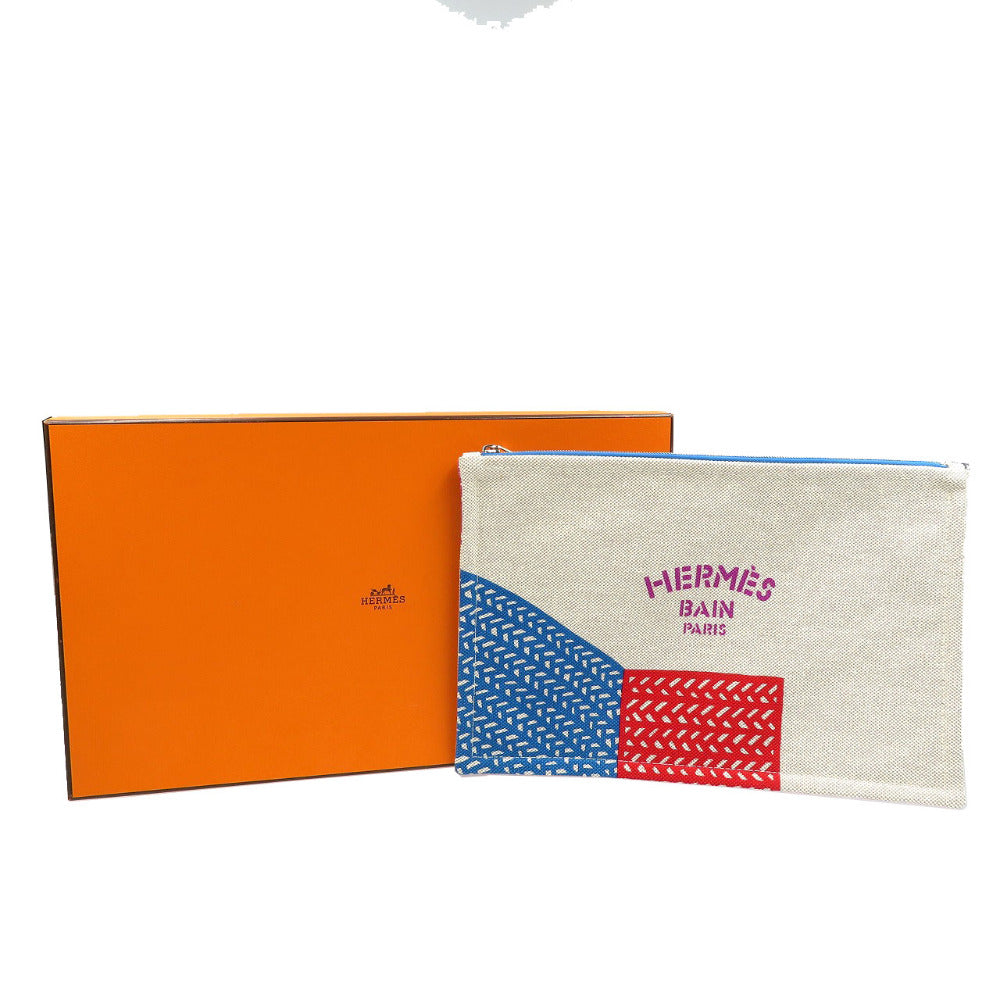 HERMES Pouch cotton beige Poisson Natte Women(Unisex) Used