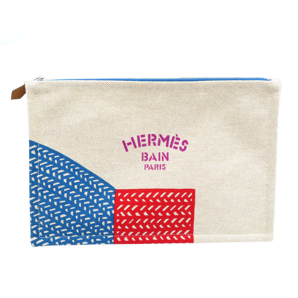 HERMES Pouch cotton beige Poisson Natte Women(Unisex) Used