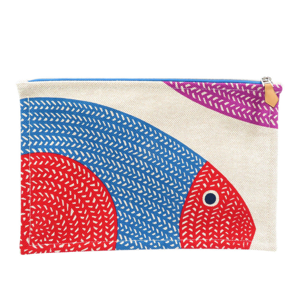 HERMES Pouch cotton beige Poisson Natte Women(Unisex) Used
