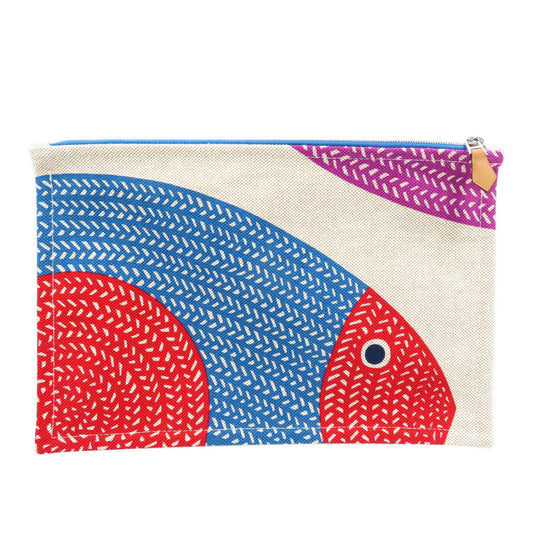 HERMES Pouch cotton beige Poisson Natte Women(Unisex) Used
