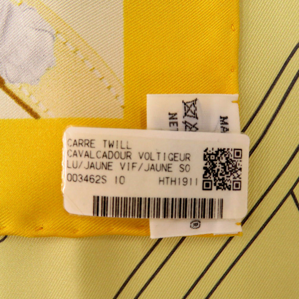 HERMES scarf silk yellow Carre90 CAVALCODOUR VOLTIGEUR Women Used