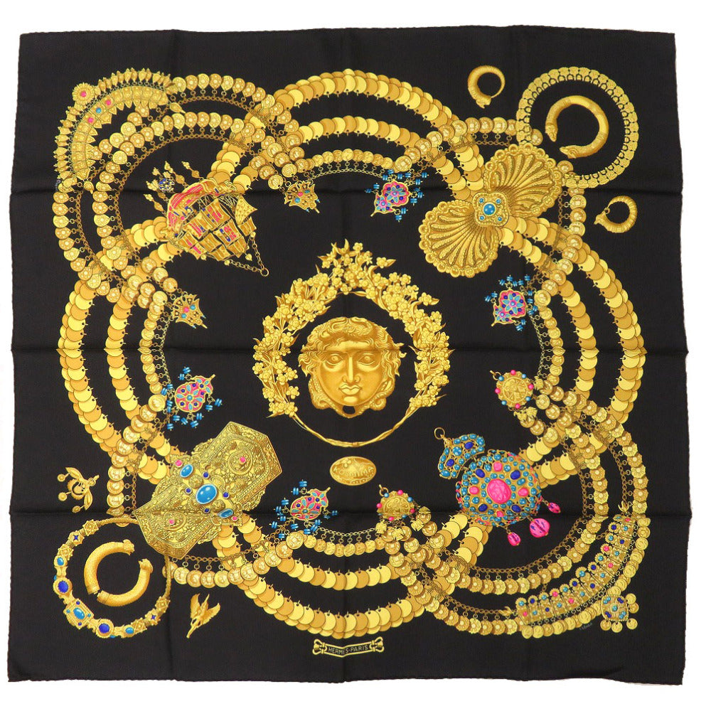 HERMES scarf silk black Carre90 KOSMIMA universe Women Used