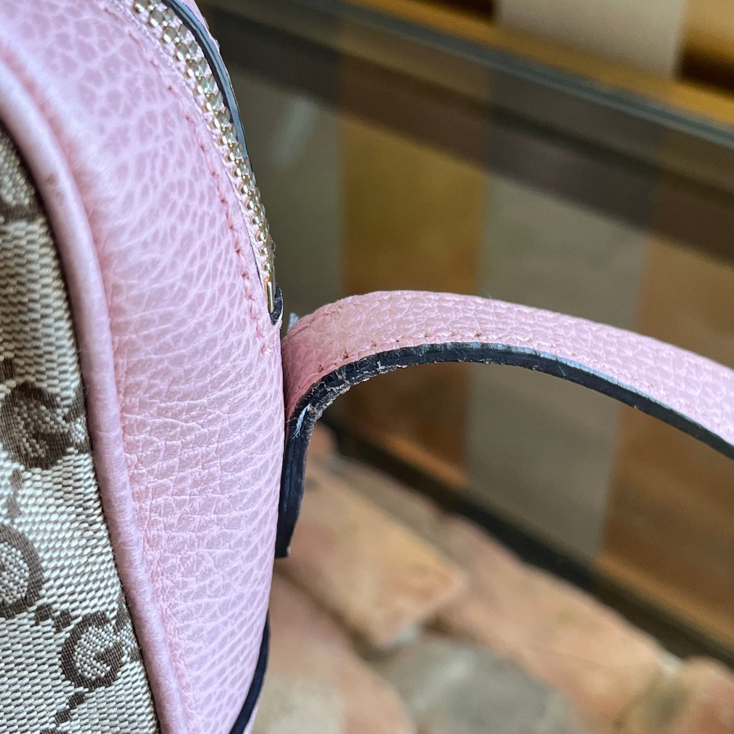 GUCCI Bree Pink GG Monogram Canvas Crossbody Bag TS3918