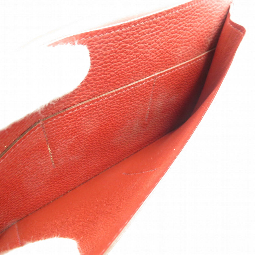 HERMES Long Wallet Purse Togo Red Dogon Duo GM Women Used