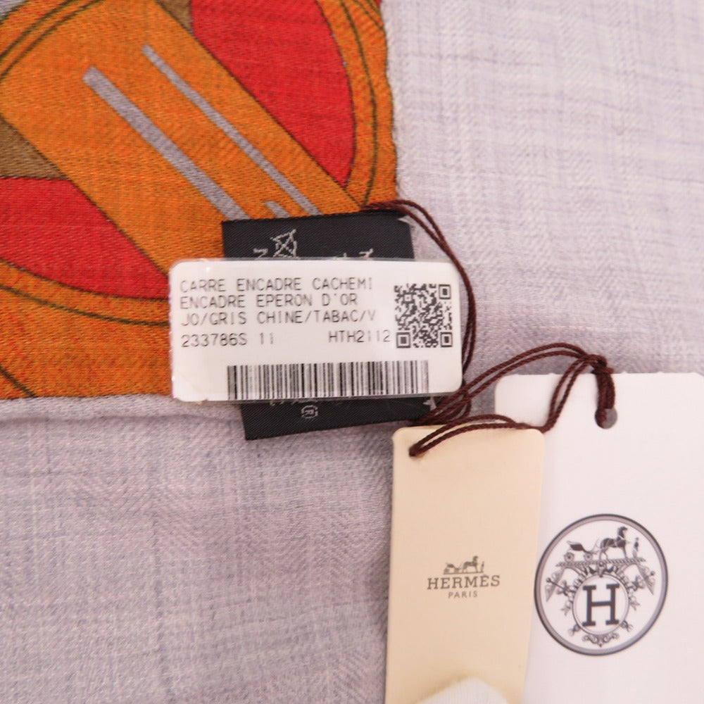 HERMES scarf Cashmere, Silk Purple x Wine Red Carre90 ENCADRE EPERON D'OR Women Used